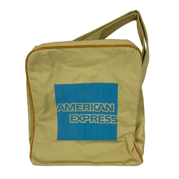 Vintage American Express Vacations Beige Canvas Messenger Tote Bag Carry-On - Picture 3 of 6